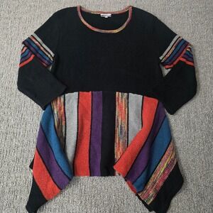 Mirror Image Sweater Womens M Asymmetical Colorblock Artsy Boho Whimsigoth Tunic